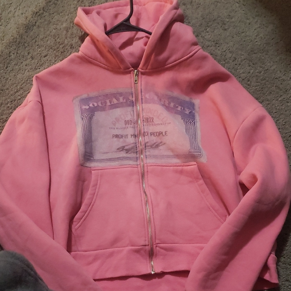 Profit Minded Pink Graphic Zip-Up Hoodie
